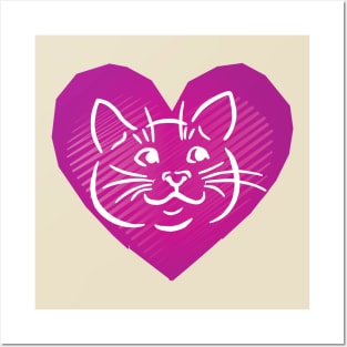 Cat Heart Love Posters and Art